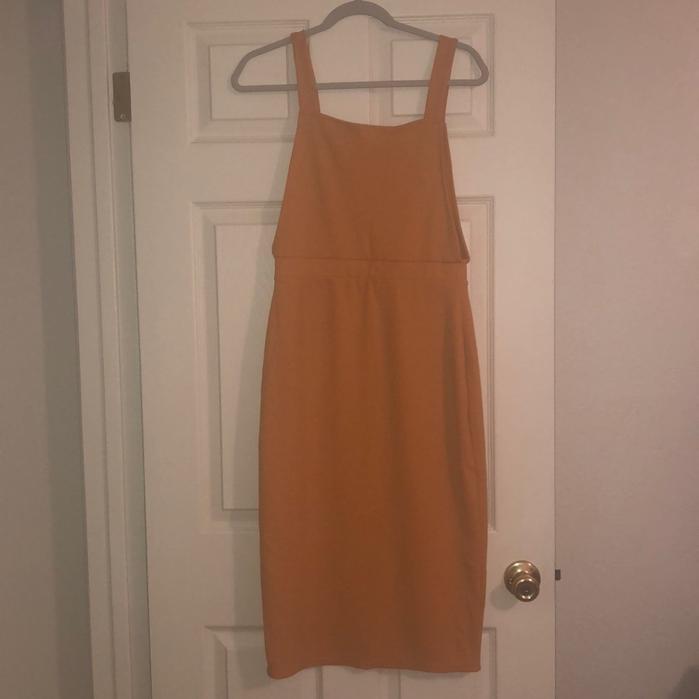 ASOS mustard pencil pinafore dress size 8